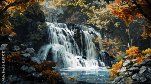 Waterfalls in rocky landscape