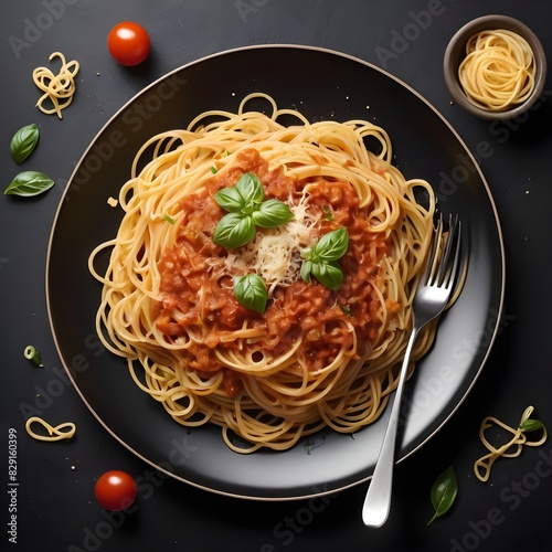 spaghetti, pasta, food, italian, meal, dish, plate, sauce, dinner, cuisine, noodles, tomato, lunch, generative AI