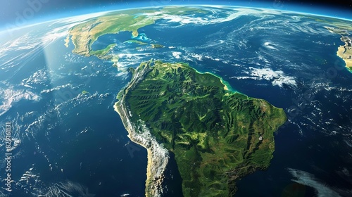 detailed view of earth from space focusing on venezuela with country borders and geographic features satellite imagery illustration photo