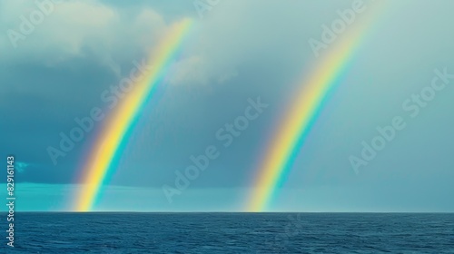 The subtle yet magical display of two rainbows stretching across the horizon.