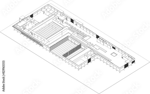 3D illustration of industrial project