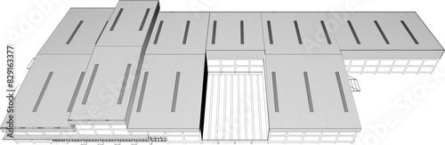 3D illustration of industrial project