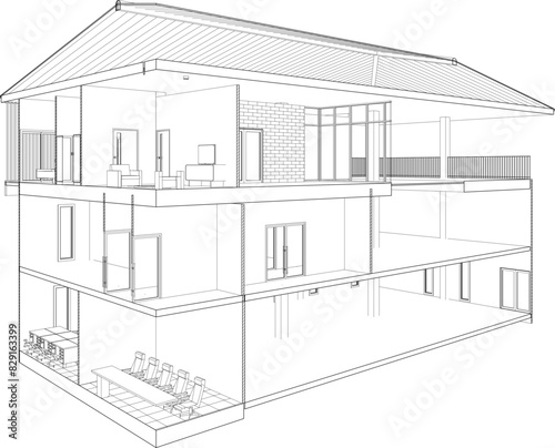 3D illustration of building project