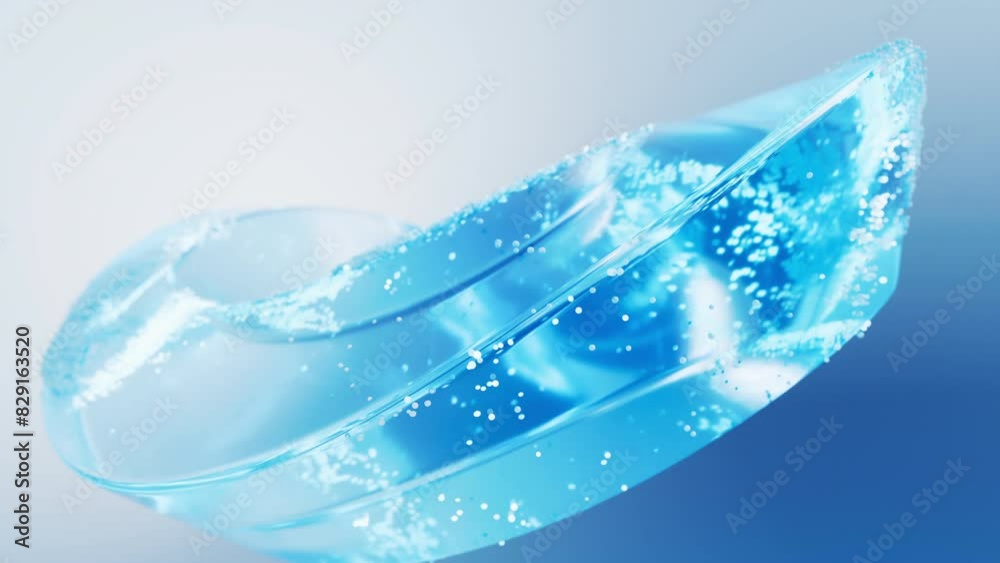 Transparent glass geometry with flowing particles, 3d rendering.