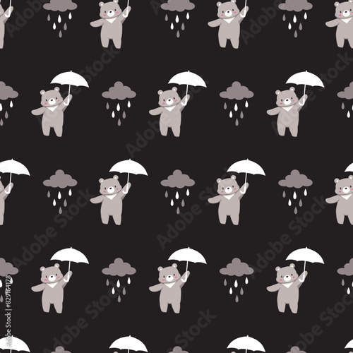 Rainy Bear Retreat Umbrella and Night Rain Drop