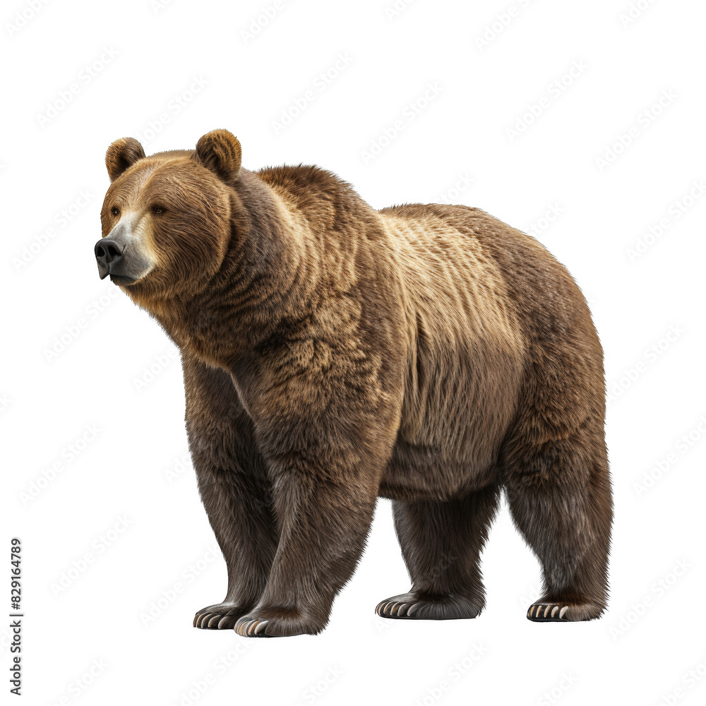 brown bear in a full body standing pose on a white background, png. brown bear in a full body standing pose on a white background, png.