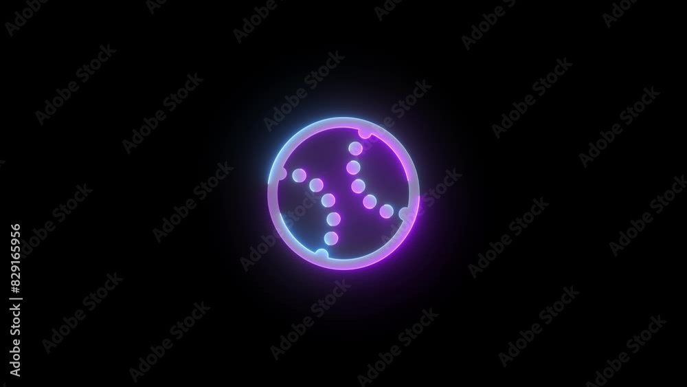 Base ball icon neon cyan purple glowing animation