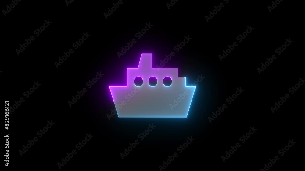 Ferry sign icon neon cyan purple glowing animation on black background Ferry sign icon neon cyan purple glowing animation on black background