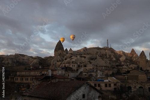 landscape overlooking the rocks of the ancient city Cappadocia in Türkiye.