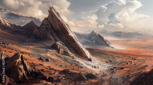majestic alien relics discovered on mars by astronauts futuristic concept illustration photo