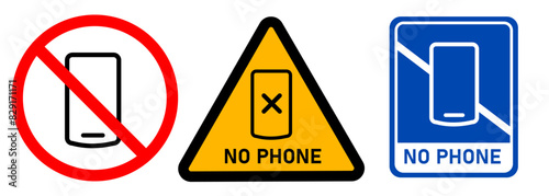 No phone allowed prohibition cell phone communication emblem restriction forbidden area symbol