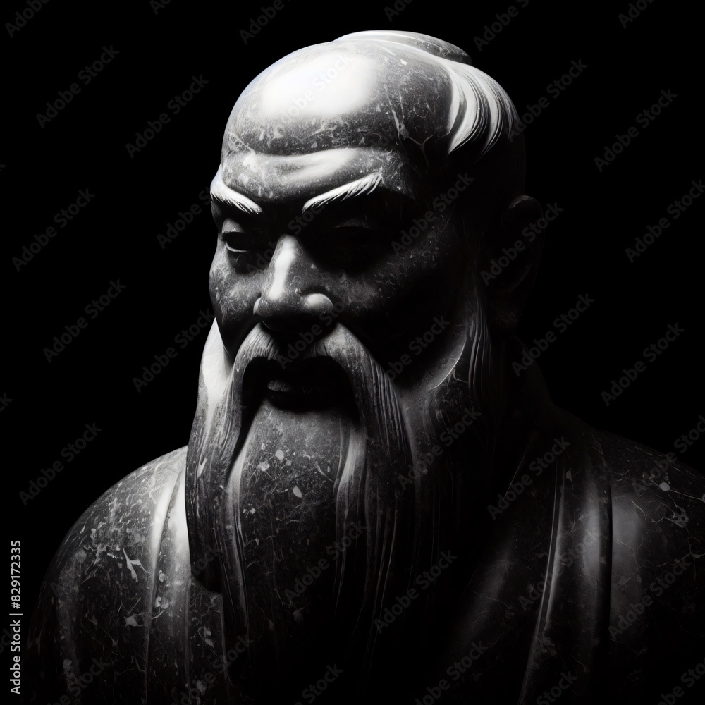 Ancient China in Stone. The Marble Sculpture of Zhuangzi. Generative AI Ancient China in Stone. The Marble Sculpture of Zhuangzi. Generative AI