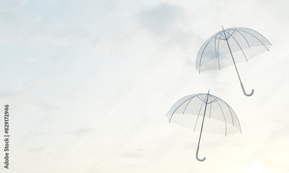 ビニール傘ふたつと曇り空