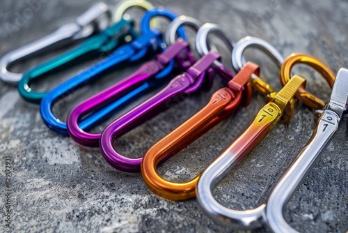 Aluminum carabiners in colors for industrial climbing high altitude work gear