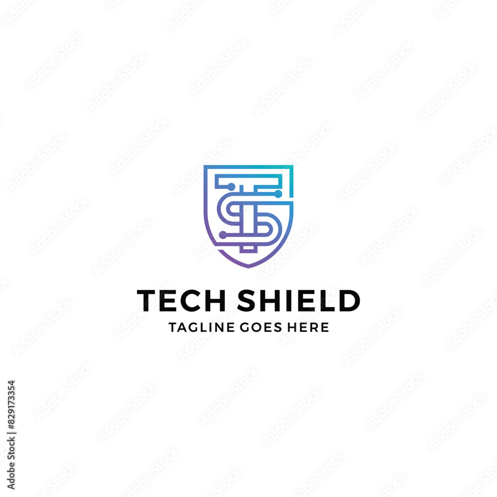 Security tech logo. letter monogram shield secure vector illustration Security tech logo. letter monogram shield secure vector illustration
