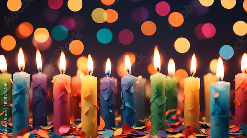 Birthday burning candles on dark background
 photo