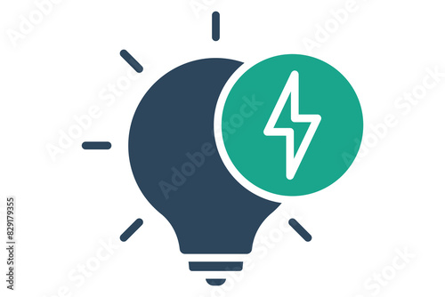 Electricity icon. light bulb with energy. icon related to utilities. solid icon style. utilities elements vector illustration