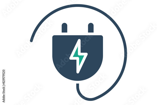 Plug icon. plug with energy. icon related to utilities. solid icon style. utilities elements vector illustration