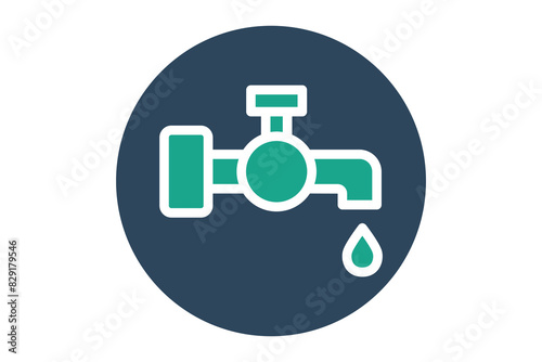 Water supply icon. water faucet. icon related to utilities. solid icon style. utilities elements vector illustration