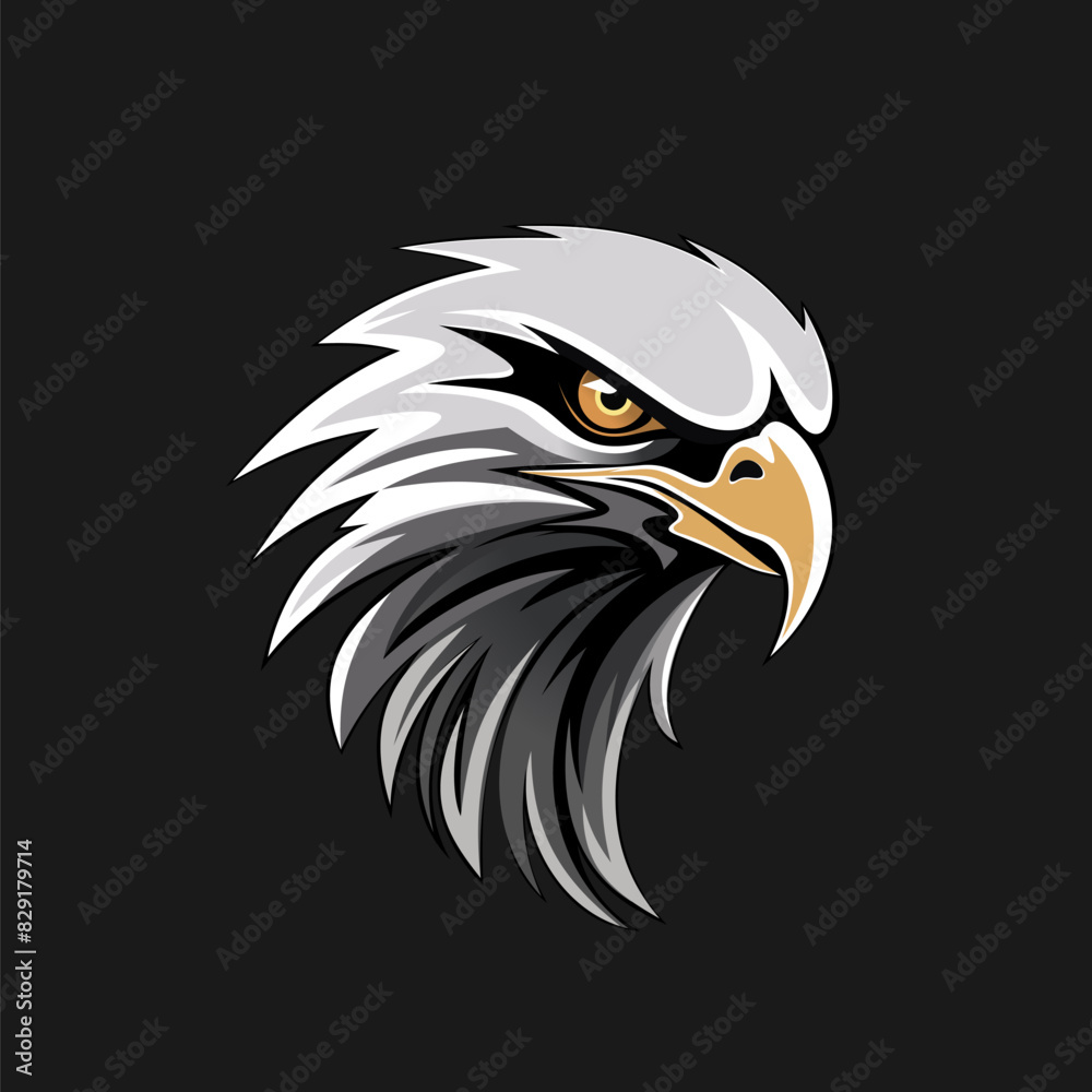 Eagle head, color logo on a black background. Vector illustration Eagle head, color logo on a black background. Vector illustration