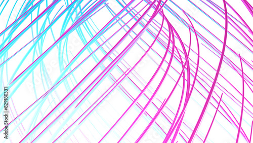 Abstract sketch of bending narrow lines in beautiful spiral. Motion. White sheet and colorful stripes.