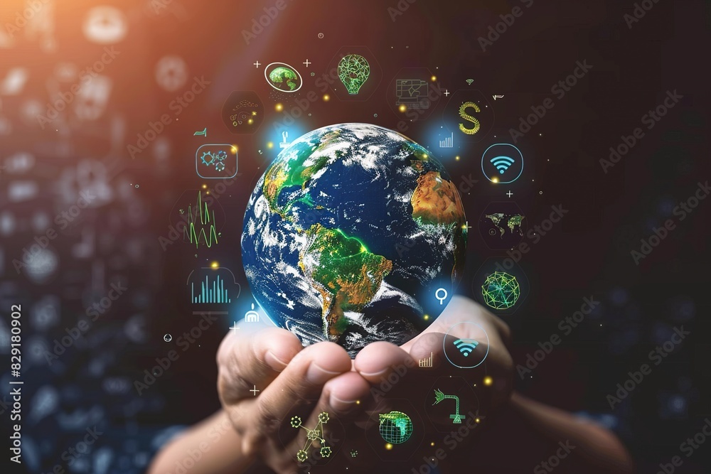Eco-friendly earth, environmental saving with tree care planting and go green concept on volunteering hands for World environment day. Eco-friendly earth, environmental saving with tree care planting and go green concept on volunteering hands for World environment day.