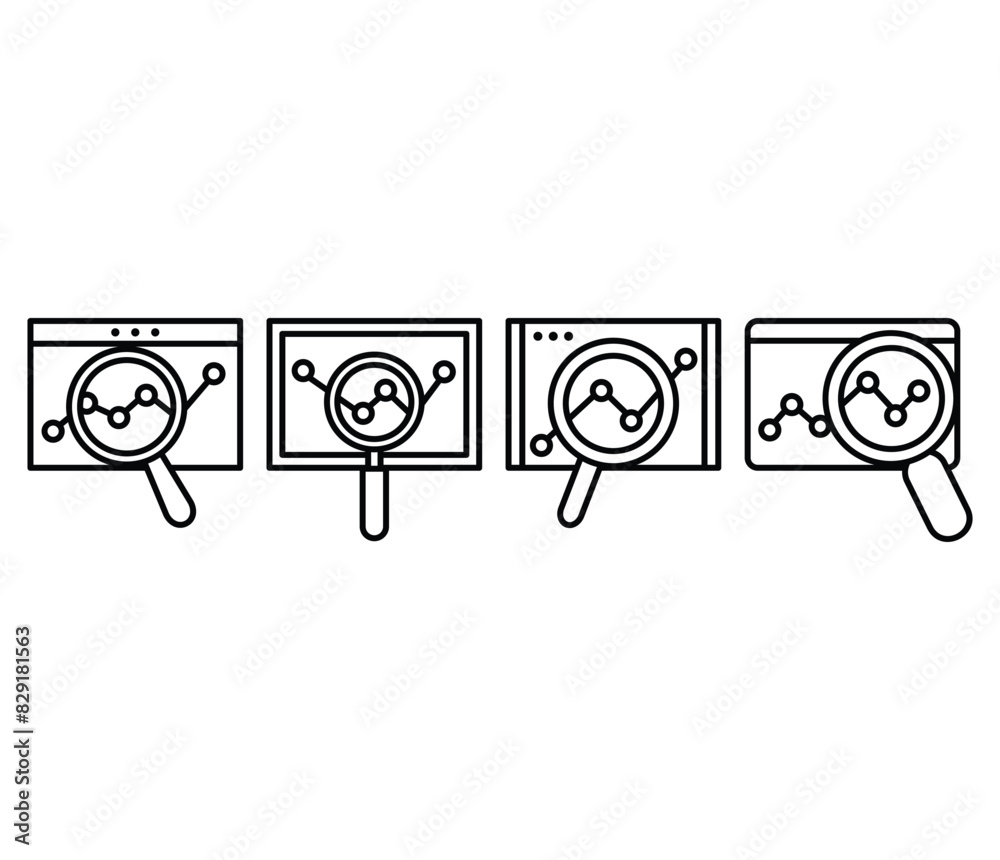 research analysis data digital icons symbol vector design simple line black white illustration collections template sets isolated research analysis data digital icons symbol vector design simple line black white illustration collections template sets isolated