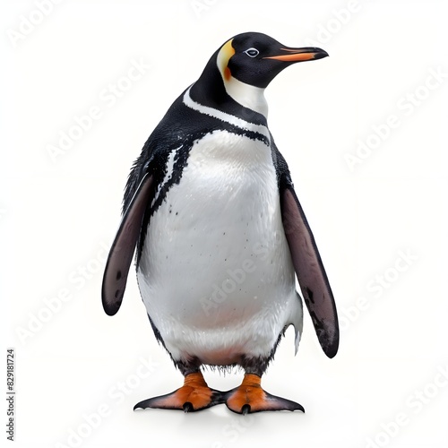 King penguin standing in front of a white background