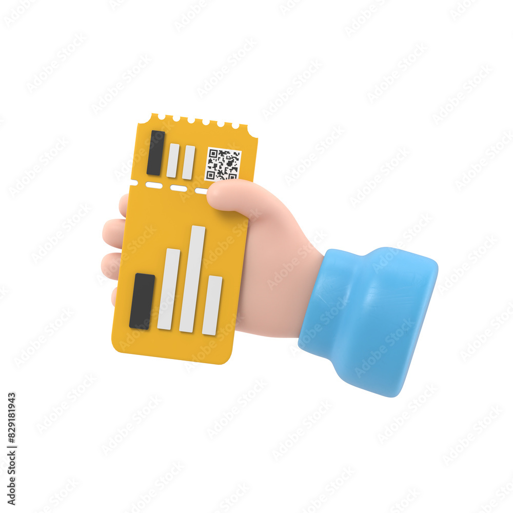 3D airline boarding pass ticket in holding hand, ready tourism and ...
