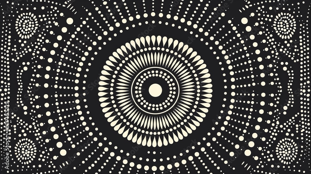 Shaded in black African dot-and-circle geometric patterns often consist of complex arrangements of circles. The spots are inspired by traditional African art and patterns. which represents cultural he Shaded in black African dot-and-circle geometric patterns often consist of complex arrangements of circles. The spots are inspired by traditional African art and patterns. which represents cultural he