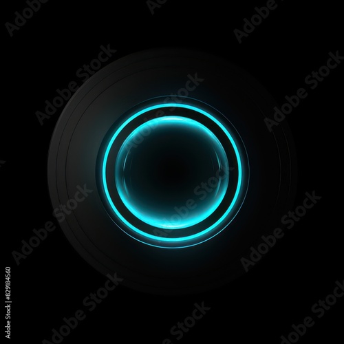 circular abstract symbol with a modern design in aqua green color isolated on a black background 