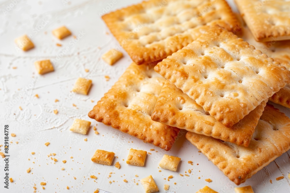 Crackers on white background cut and isolated Crackers on white background cut and isolated