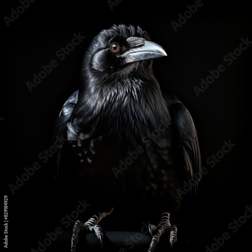 crow bird isolated on a black background 