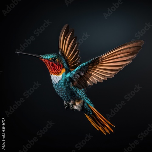 humming bird isolated on a black background 