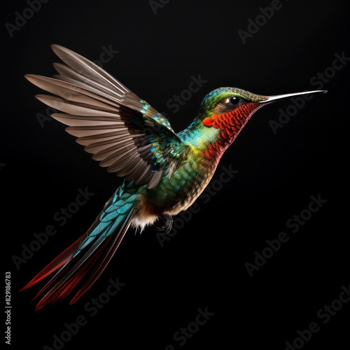 humming bird isolated on a black background