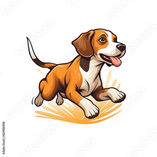 illustration of a beagle dog race on a white background 