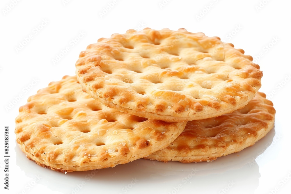 Delicious round cracker on white background Delicious round cracker on white background