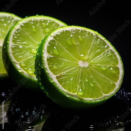 lime isolated on a black background