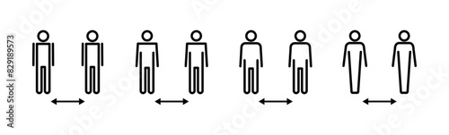 Social distance icon set. social distancing icon. self quarantine sign