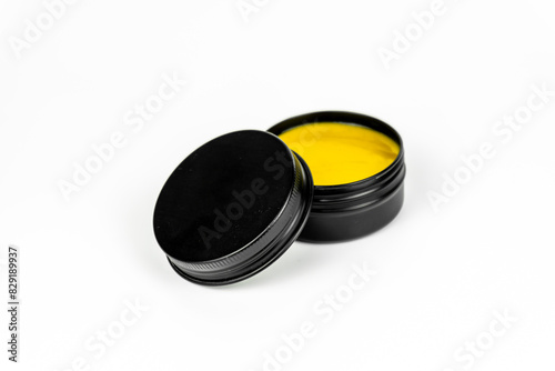 Yellow Clay Pomade Container Mock-up with White Background photo