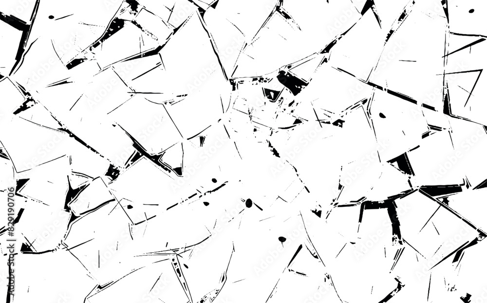 Broken glass texture. Grunge punk background for overlay effect for cd album cover, cool vintage distressed damaged wallpaper. Vector illustration of shuttered, cracked glass window