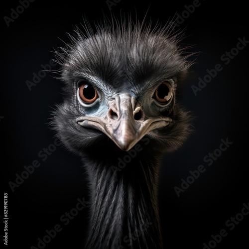 ostrich head isolated on a black background  
