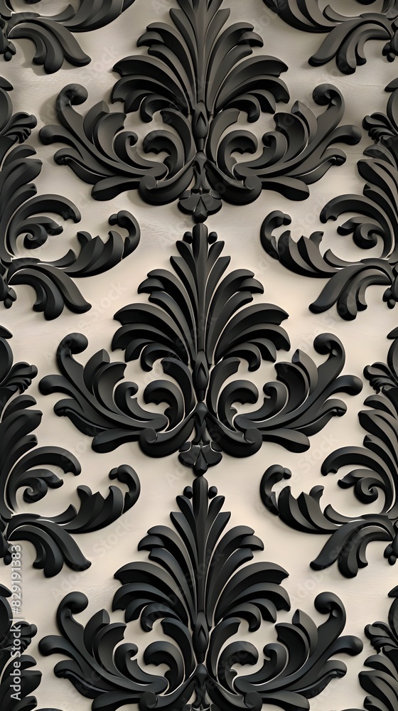 Elegant Damask Patterns in Monochrome Aesthetic Background with Flourishing Ornamentation Elegant Damask Patterns in Monochrome Aesthetic Background with Flourishing Ornamentation