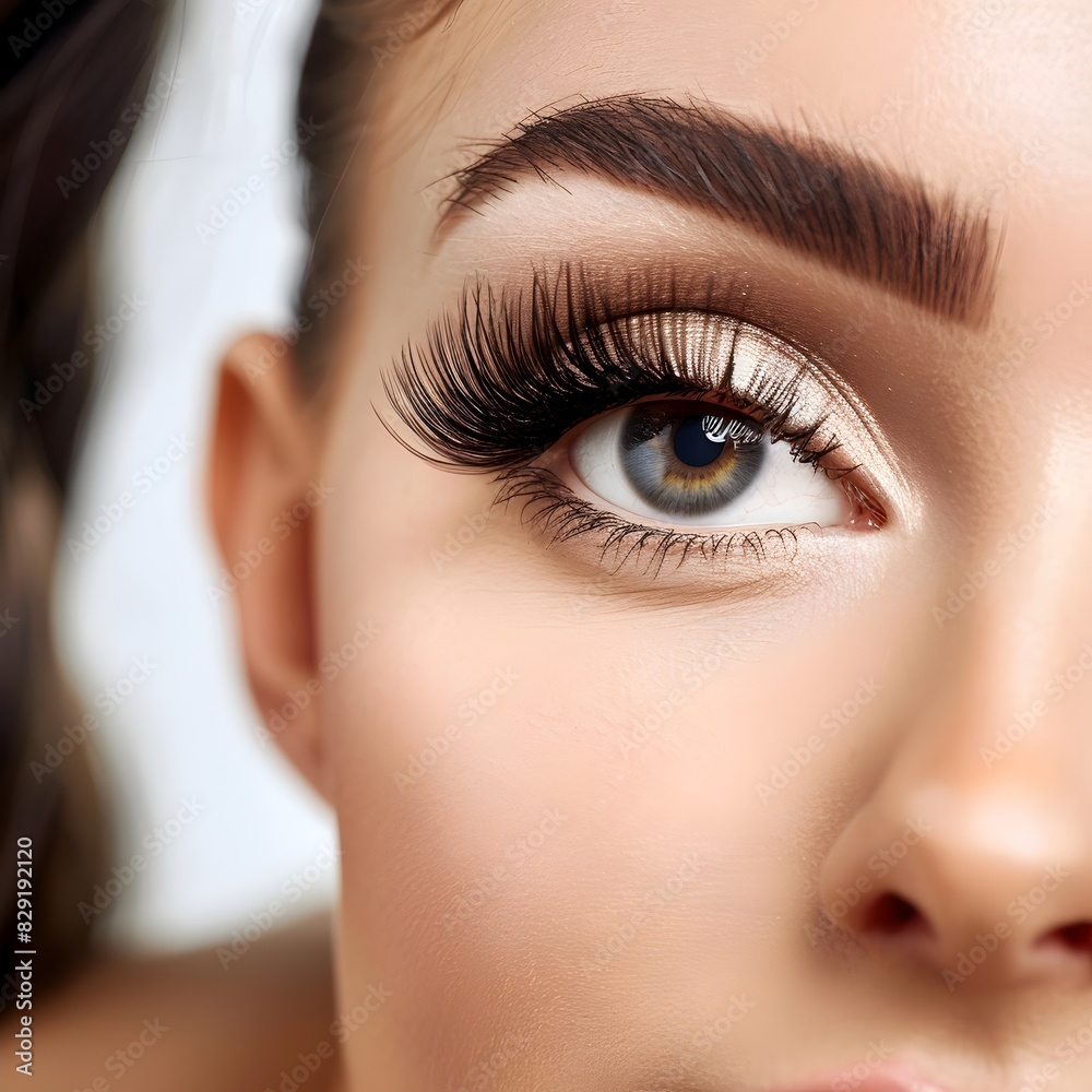 Flawless Eyelash Extensions Accentuate the Elegant Beauty in a Trendy Urban Setting with Minimalist White Background Flawless Eyelash Extensions Accentuate the Elegant Beauty in a Trendy Urban Setting with Minimalist White Background