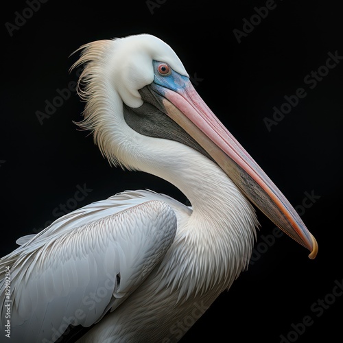 pelican bird isolated on a black background 