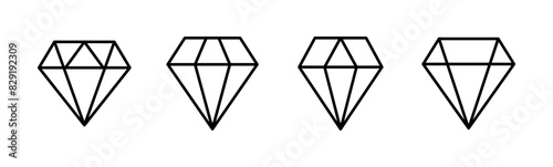 Diamond icon set. diamond gems vector icon.