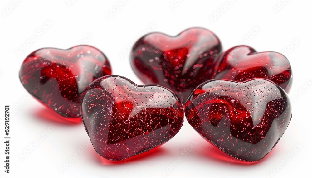 Isolated red plastic Valentine hearts Isolated red plastic Valentine hearts