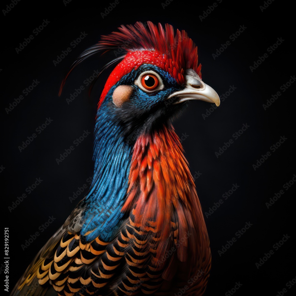 pheasant isolated on a black background 
