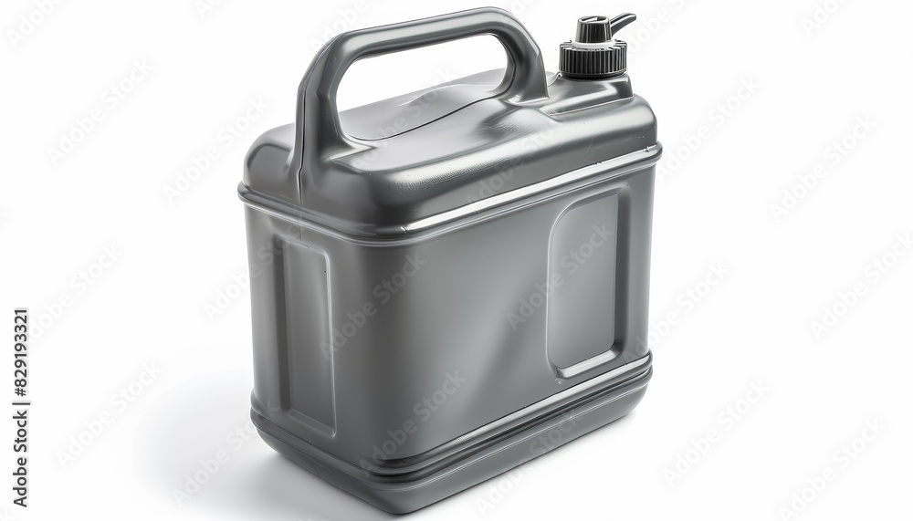 Isolated white background with gray oil canister Isolated white background with gray oil canister