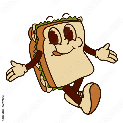 Retro Sandwich Character Illustration